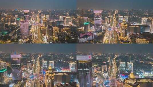 上海五角场夜景航拍延时摄影高清在线视频素材下载