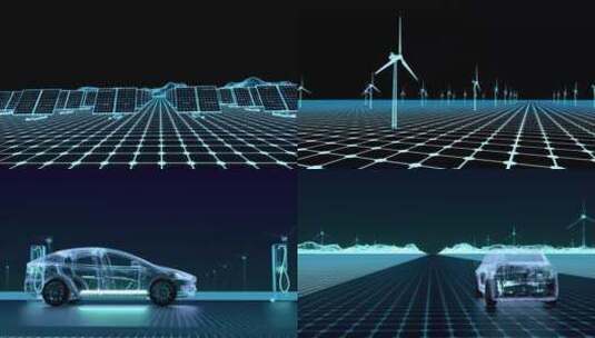 C4D+AE新能源汽车全息智能驾驶风能发电高清AE视频素材下载