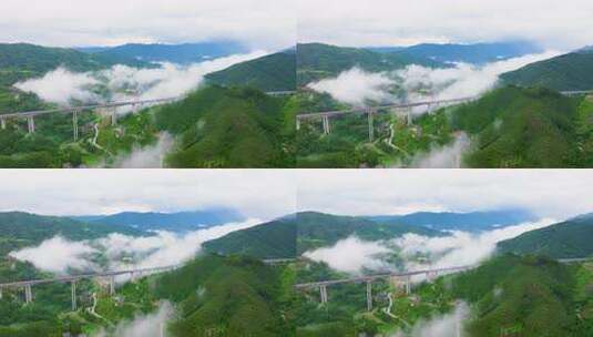 大山里的高架桥高速桥梁公路风光高清在线视频素材下载