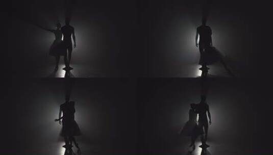 男女舞者舞台舞蹈剪影高清在线视频素材下载