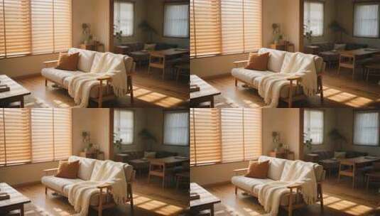 温馨客厅沙发家居布置场景高清在线视频素材下载