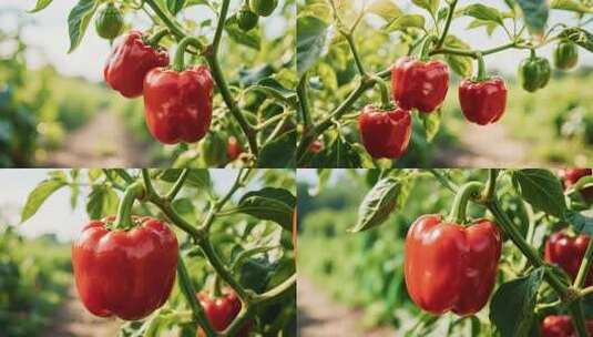 枝头成熟的红辣椒特写高清在线视频素材下载