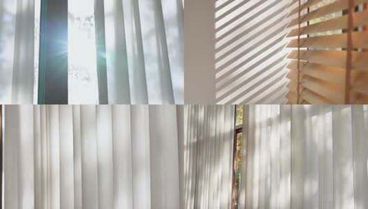 微风吹动窗帘 阳光照射白色窗帘高清在线视频素材下载