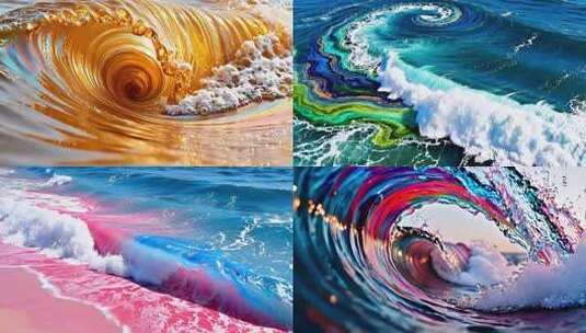 8K动感海浪粒子光影变幻高清在线视频素材下载