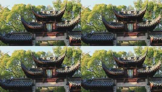 典雅苏州戒幢律寺古建筑牌坊特写高清在线视频素材下载