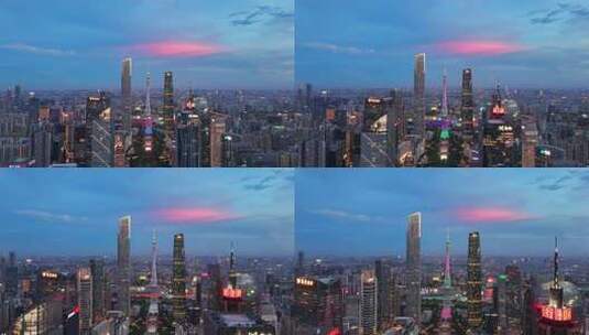 广州珠江新城晚霞夜景高清在线视频素材下载