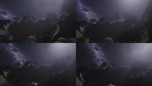 峡谷壁上空的银河系高清在线视频素材下载
