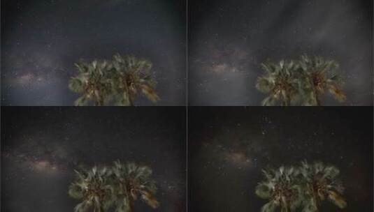 夜空星星和树木的延时拍摄高清在线视频素材下载