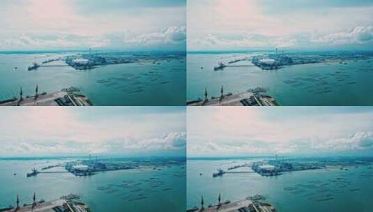 钦州港 航拍 海洋运输 邮轮 中国石油高清在线视频素材下载