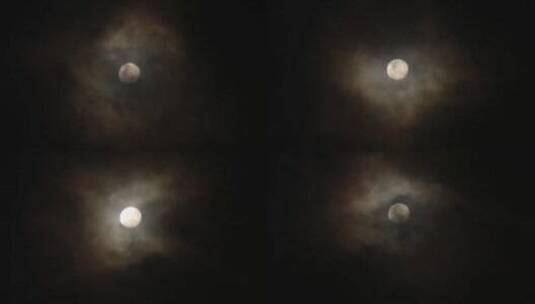 夜晚月色及周围的薄雾高清在线视频素材下载