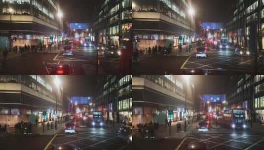 航拍车辆在城市夜间穿梭高清在线视频素材下载