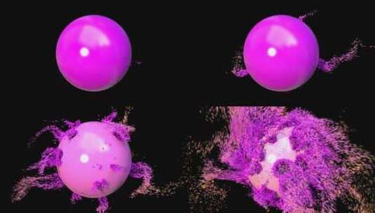 粉球碎成粒子漂浮高清在线视频素材下载
