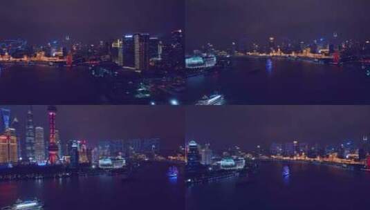 上海北外滩航拍夜景高清在线视频素材下载
