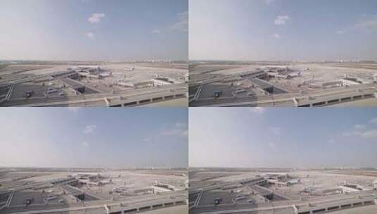 飞机在机场滑行延时拍摄高清在线视频素材下载
