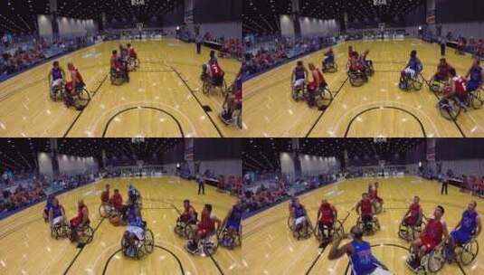 残疾人参加轮椅篮球比赛高清在线视频素材下载