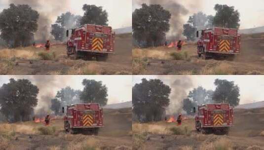 消防员监督燃烧规定野火高清在线视频素材下载