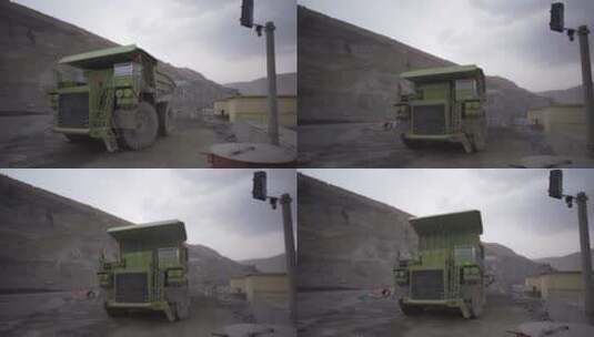 矿山车辆卸矿石高清在线视频素材下载