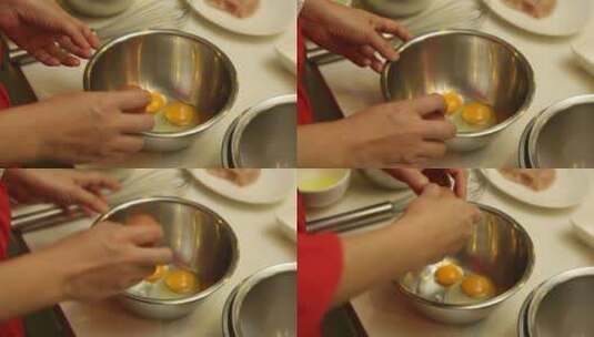 厨师磕鸡蛋打鸡蛋高清在线视频素材下载