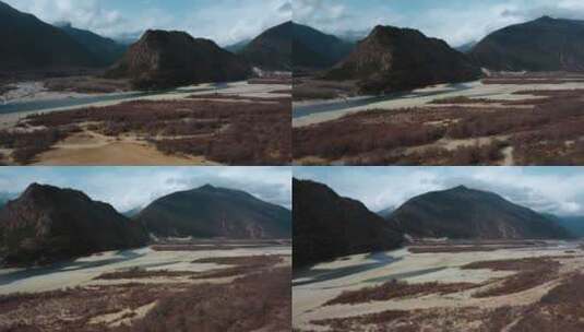 河流沙洲视频青藏高原江河上游河流源头高清在线视频素材下载