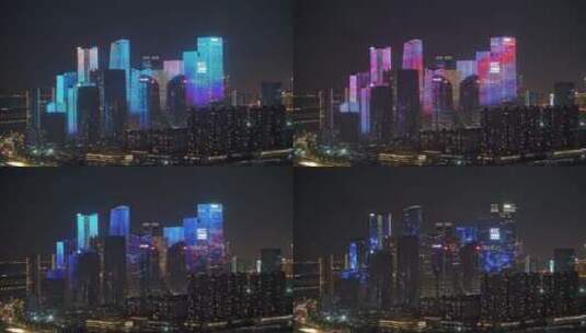 深圳前海CBD灯光秀视频录制（上段）高清在线视频素材下载
