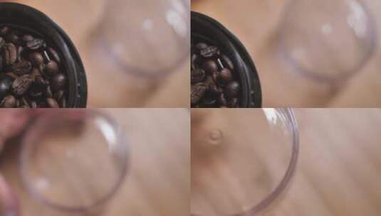 家用咖啡机中的咖啡豆高清在线视频素材下载