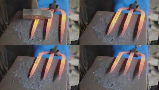 传统手工艺铁匠打铁制作铁器高清在线视频素材下载