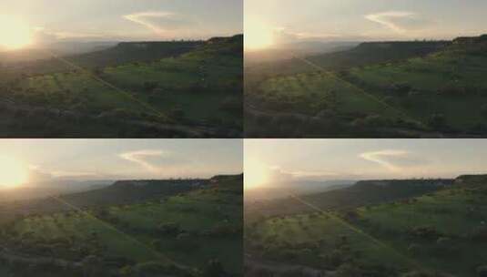 日落时从高处看到的一组高原高清在线视频素材下载