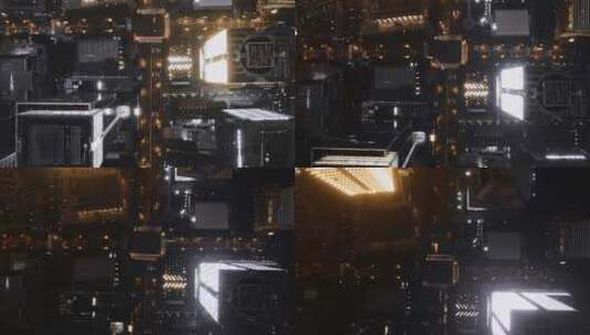 俯拍上海夜景高清在线视频素材下载