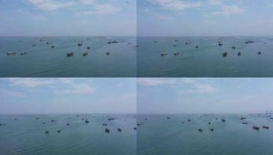 航拍大连塔河湾海边渔场高清在线视频素材下载