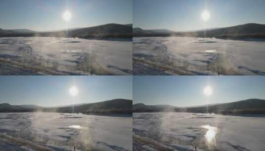 不冻河内蒙古，冬季河流_0197高清在线视频素材下载