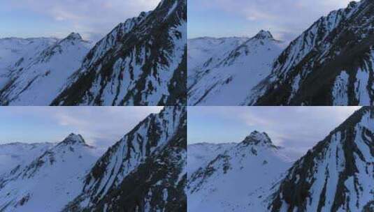 无人机雪山穿越航拍巴郎山高清在线视频素材下载