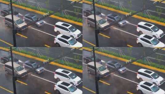 城市暴雨中的车流高清在线视频素材下载