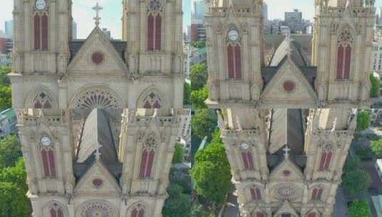 圣心大教堂广州建筑近景高清在线视频素材下载
