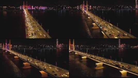 武汉国庆节长江二桥红旗高清在线视频素材下载