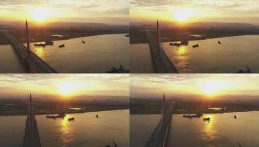 航拍南昌英雄大桥风景高清在线视频素材下载