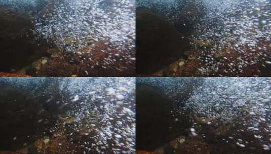 高清4K水下山泉水清澈透亮溪水水花水泡高清在线视频素材下载