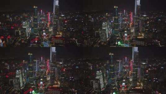 广东省广州市珠江新城天河CBD夜景航拍高清在线视频素材下载