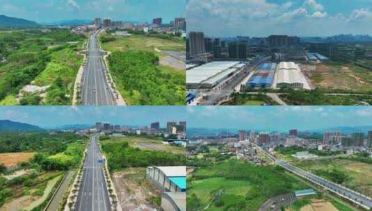 视频合集航拍桂林灵川新建交通道路和建筑高清在线视频素材下载