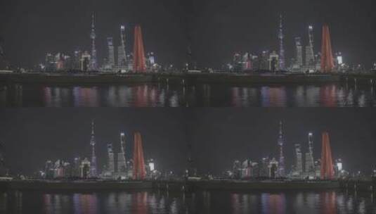 8K(log2素材)上海外滩黄浦江陆家嘴夜景高清在线视频素材下载