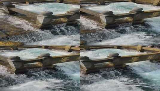 济南百脉泉景区，名泉水喷涌势头强劲高清在线视频素材下载