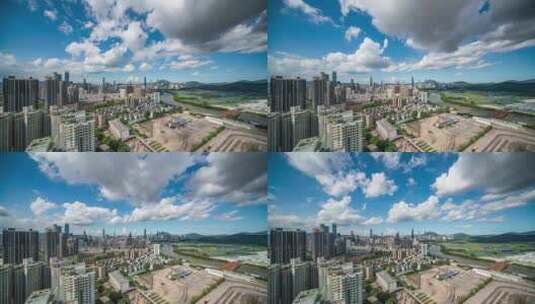 深圳CBD城市风光蓝天白云延时4K高清在线视频素材下载