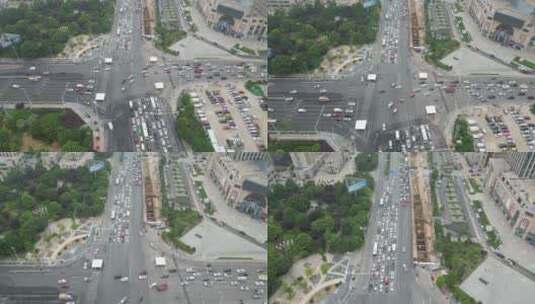 航拍城市拥堵交通车辆行驶高清在线视频素材下载