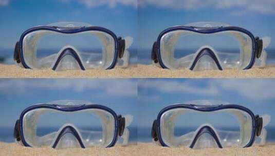 沙滩上的泳镜高清在线视频素材下载