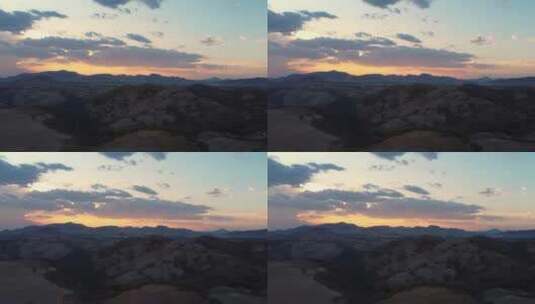 日落期间干旱景观鸟瞰图高清在线视频素材下载
