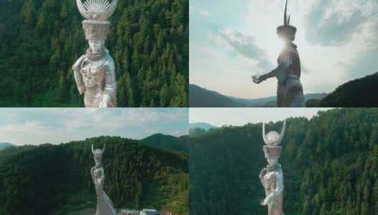 黔东南剑河县仰阿莎大雕像高清在线视频素材下载