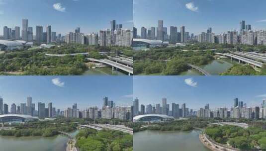 4K深圳南山区深圳湾建筑群航拍高清在线视频素材下载