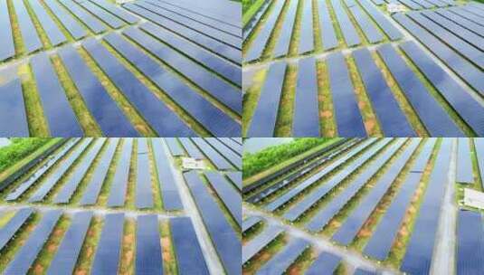 太阳能发电站和太阳能电池板鸟瞰图高清在线视频素材下载