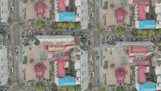 哈尔滨革新教堂广场航拍高清在线视频素材下载