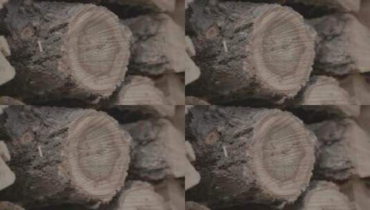 木柴堆放木材木柴劈柴柴火LOG高清在线视频素材下载