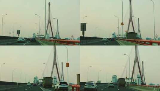 车开在杨浦大桥上高清在线视频素材下载